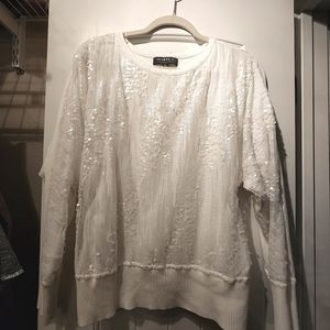 Joseph A XL Cream and Sequin Dolman Sweater